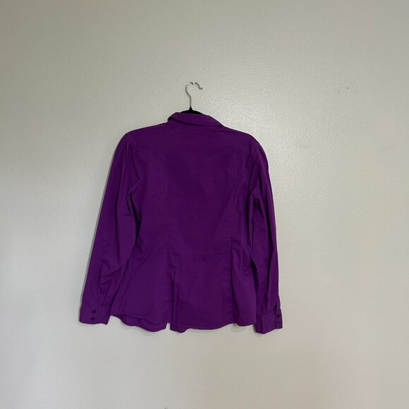 GNW tailored back long sleeve dark purple blouse size M - Picture 2 of 5